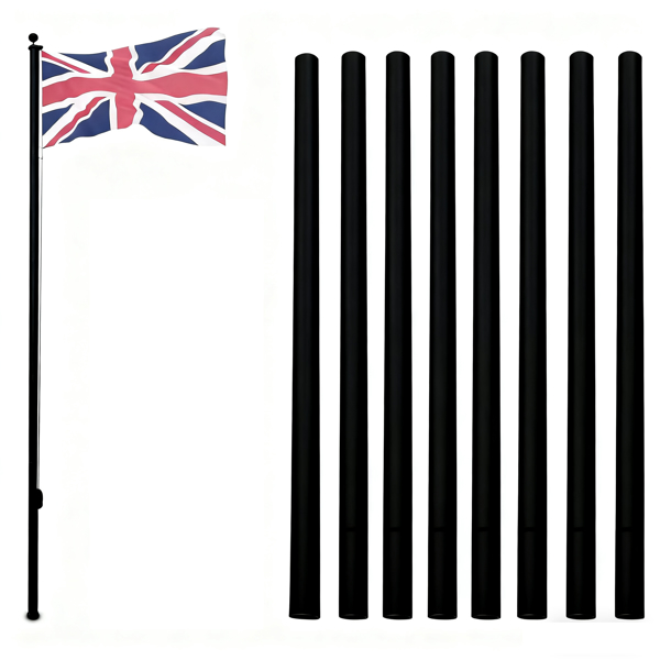 5.1*5.1*750cm  25FT  壁厚1MM 黑色 旗杆 铝合金  截断款   旗杆 英国-1