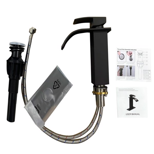 单柄浴室水龙头卫生间水龙头不锈钢单孔TP，哑光黑色【周末不发货，TK/TEMU订单仅支持自提】-2