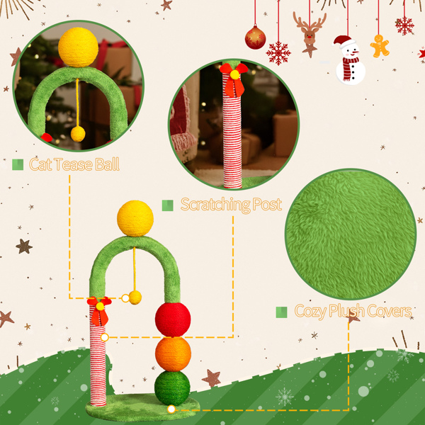 40*32*73CM 拱门拐杖糖 红绿色 小号猫爬架 宠物节日用品-1