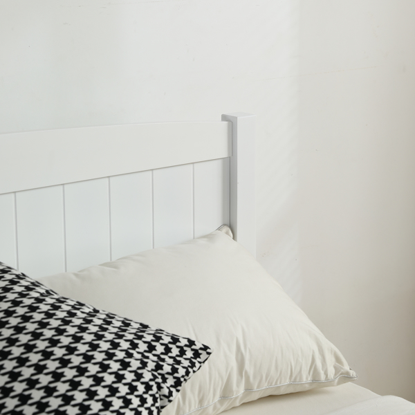 白色 油漆+三胺 松木+密度板 竖纹装饰 弧形床头床尾板 Full 木床 单层 美国-34