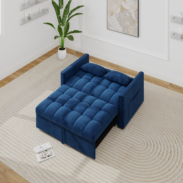 灯芯绒双人沙发床，带拉出式床铺、2个靠枕及侧边储物袋-8