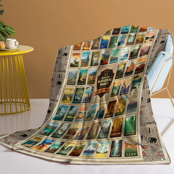 自产法莱绒毛毯 SWFT11325地理图 130X150cm （temu仅可自提）-2