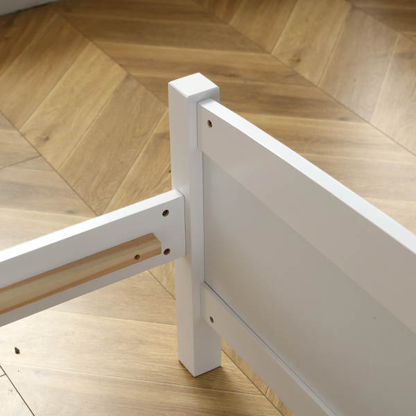 白色 油漆+三胺 松木+密度板 竖纹装饰 弧形床头床尾板 Full 木床 单层 美国-22