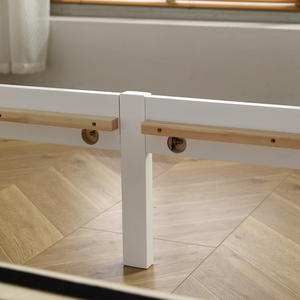 白色 油漆+三胺 松木+密度板 竖纹装饰 弧形床头床尾板 Full 木床 单层 美国-11