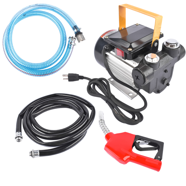 交流加油泵套装 Self Priming 110V AC 16GPM Oil Transfer Pump Fuel Diesel Pump Kit w/ Hose Nozzle-3