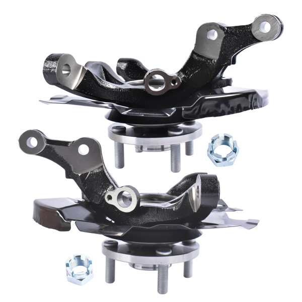 转向节总成 Front Left LH+Right RH Steering Knuckle&Wheel Hub Bearing Fit for Kia Rio Rio5 2006-2009 Hyundai Accent 2006-2011 All Enigne Black Steel 697-987 51750-1E000 697-986 51756-1E000-4