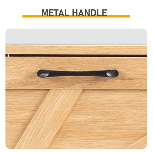 谷仓门4翻斗 金属黑色一字把手+三胺刨花板 浮雕面+原木色实木塑封锥形腿 鞋柜 106*24*98cm 原木色-7