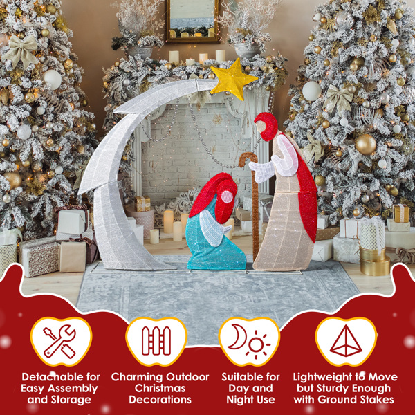 122*29.5*113cm 月亮耶稣诞生   2D 白灯 葱布   圣诞灯饰耶稣-7