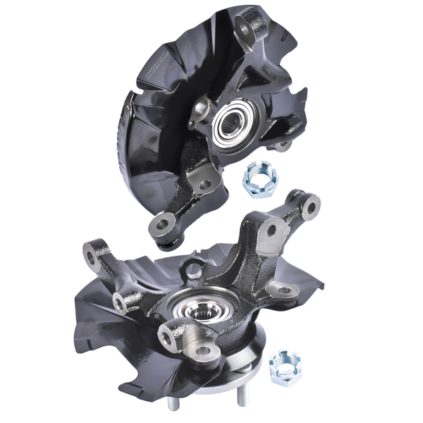 转向节总成 Front Left LH+Right RH Steering Knuckle&Wheel Hub Bearing Fit for Kia Rio Rio5 2006-2009 Hyundai Accent 2006-2011 All Enigne Black Steel 697-987 51750-1E000 697-986 51756-1E000-8