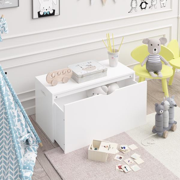 带滚动抽屉的儿童玩具收纳盒 - 现代木制带轮玩具箱，大型拉出式收纳箱，适用于育儿室、卧室或游戏室-2