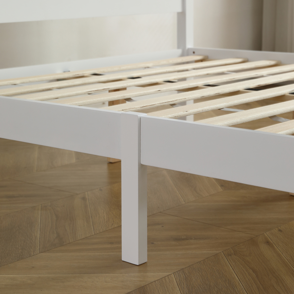 白色 油漆+三胺 松木+密度板 竖纹装饰 弧形床头床尾板 Full 木床 单层 美国-12