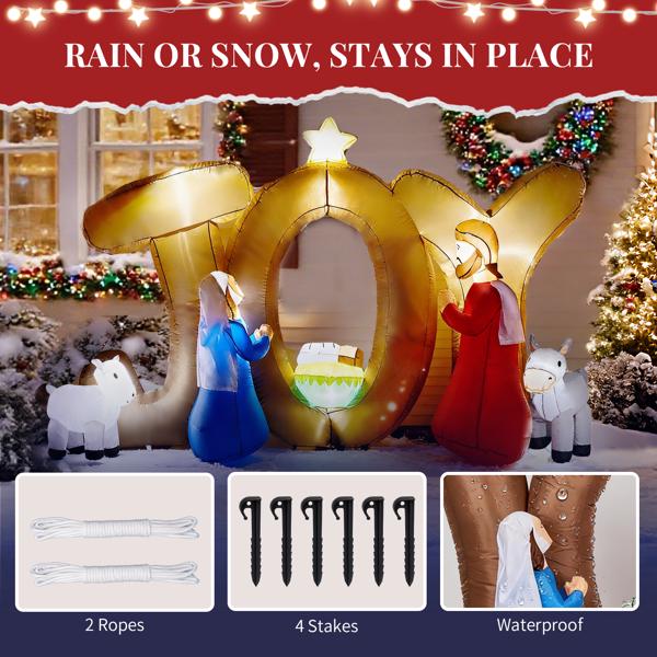 7.5FT JOY耶稣诞生 9颗LED 210D涤纶 圣诞充气装饰 12V 12V,1500mA 美规-4