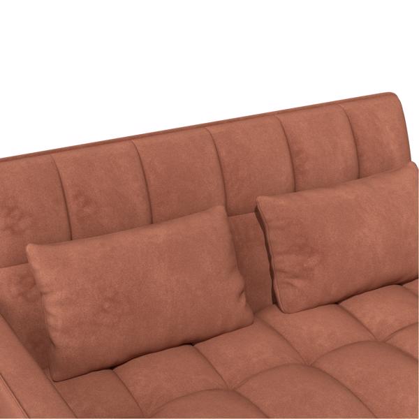 灯芯绒双人沙发床，带拉出式床铺、2个靠枕及侧边储物袋-11