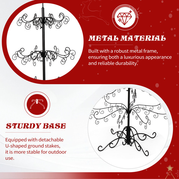 6ft  黑色  铁艺圣诞树  顶部带星星  不含配饰 PVC 圣诞树-7
