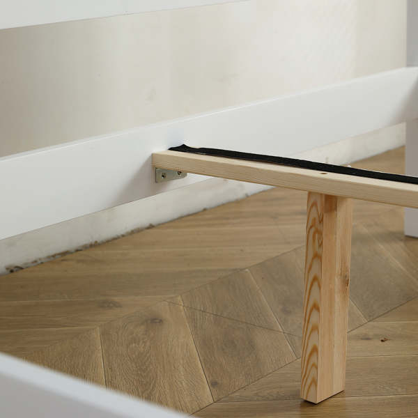 白色 油漆+三胺 松木+密度板 竖纹装饰 弧形床头床尾板 Full 木床 单层 美国-42