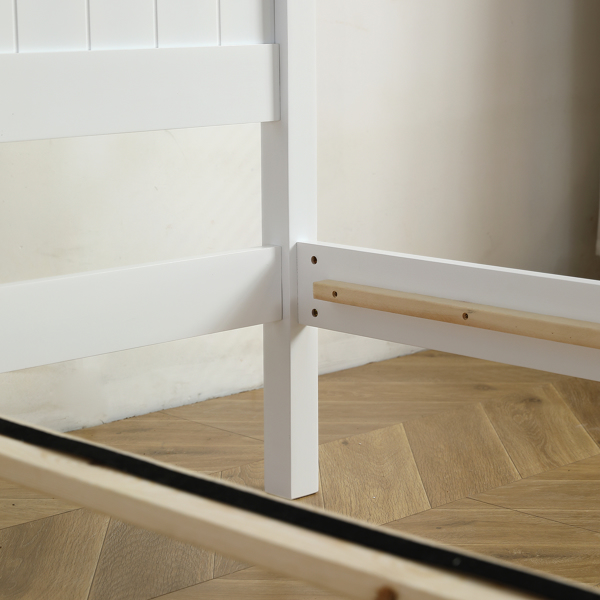 白色 油漆+三胺 松木+密度板 竖纹装饰 弧形床头床尾板 Full 木床 单层 美国-14