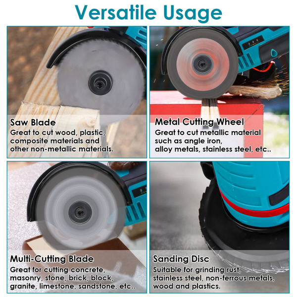 （物流随机发，自提可发加拿大）-无线迷你角磨机——配备2块12V 1100mAh电池，19000转/分钟电机，散热通风口设计——含金属/木材/瓷砖切割片/锯片/砂轮-3