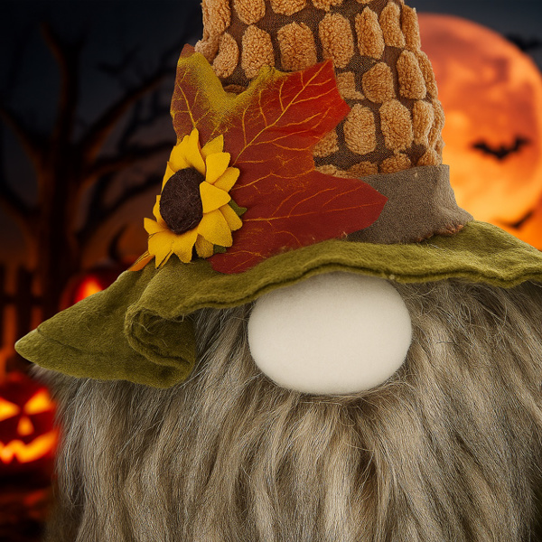 2件套圣诞节侏儒装饰10.2英寸x8.7英寸x24.5英寸织物坐式棕色侏儒，枫叶，非常适合秋季收获和感恩节装饰FBA发货-6