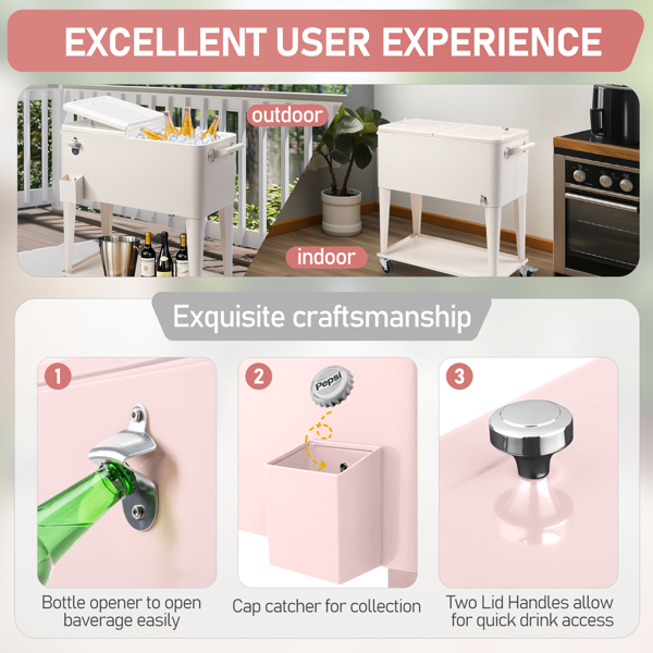 80qt 粉色 冷冻保温推车 87.5*39*91cm 长方形 塑料箱体 冷冻保温-2