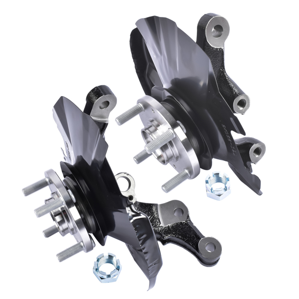 转向节总成 Front Left LH+Right RH Steering Knuckle&Wheel Hub Bearing Fit for Kia Rio Rio5 2006-2009 Hyundai Accent 2006-2011 All Enigne Black Steel 697-987 51750-1E000 697-986 51756-1E000-5