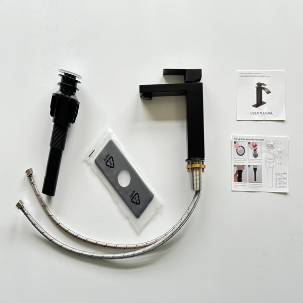 单柄浴室水龙头卫生间水龙头不锈钢单孔-T20，哑光黑色【周末不发货，TK/TEMU订单仅支持自提】-4