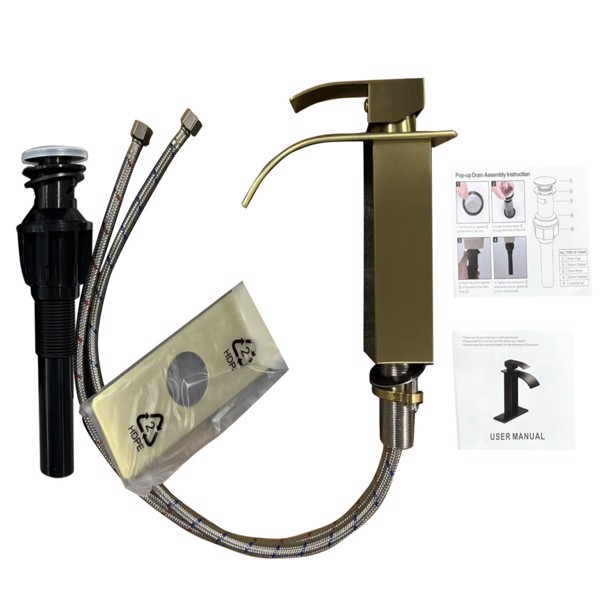 单柄浴室水龙头卫生间水龙头不锈钢单孔TP，拉丝金【周末不发货，TK/TEMU订单仅支持自提】-2