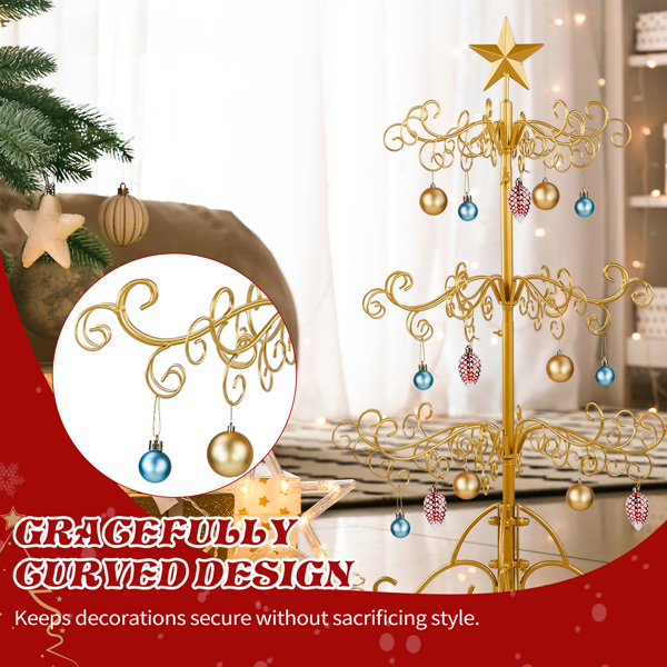 3ft  金色  铁艺圣诞树  顶部带星星  不含配饰 PVC 圣诞树-10