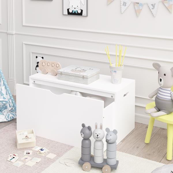 带滚动抽屉的儿童玩具收纳盒 - 现代木制带轮玩具箱，大型拉出式收纳箱，适用于育儿室、卧室或游戏室-1