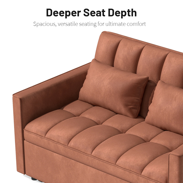 灯芯绒双人沙发床，带拉出式床铺、2个靠枕及侧边储物袋-7