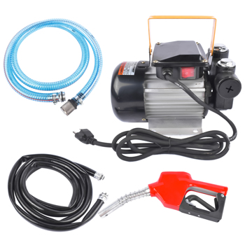 交流加油泵套装 Self Priming 110V AC 16GPM Oil Transfer Pump Fuel Diesel Pump Kit w/ Hose Nozzle
