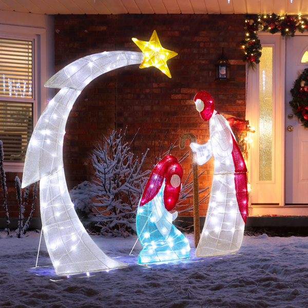 122*29.5*113cm 月亮耶稣诞生   2D 白灯 葱布   圣诞灯饰耶稣-12