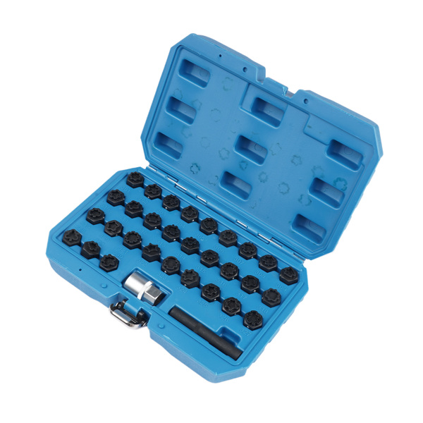车轮锁拆卸工具 32pc Wheel Lock Lug Nut Master Key Set Removal Socket Tool Kit for Mercedes-Benz-4
