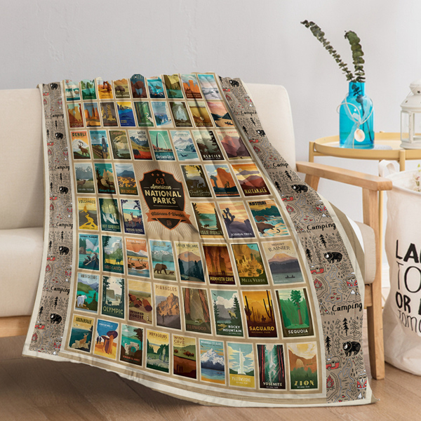 自产法莱绒毛毯 SWFT11325地理图 130X150cm （temu仅可自提）-4