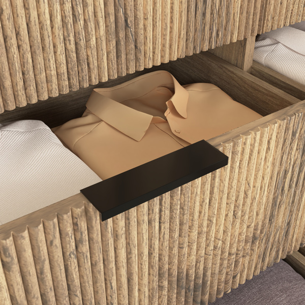现代多功能六抽屉 MDF 橱柜，圆角和多功能设计的完美结合，产品尺寸为 47.2 * 15.7 * 29.6 英寸。-8