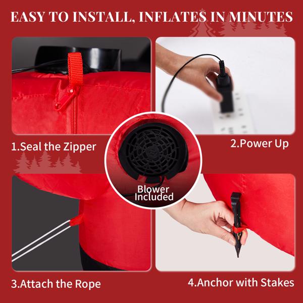 4.8FT 旋转电机雪人 3颗LED  210D涤纶 圣诞充气装饰 12V 12V,1500mA 美规-3