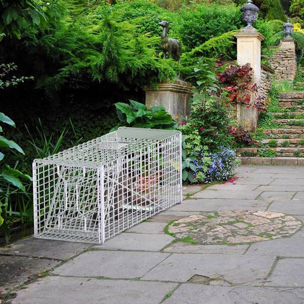 （物流随机发，自提可发加拿大）-重型活体动物捕兽笼 - 37x14x15英寸镀锌网格，灵敏踏板触发装置及后置释放门，防护把手，折叠式设计，适用于浣熊、犰狳及55磅以下小型犬-2