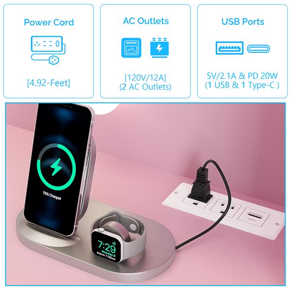 苹果粉 刨花板 贴麻面三胺 7抽4层架 梳妆桌套装 带10粒三色调光灯泡 排插 格栅系列-5