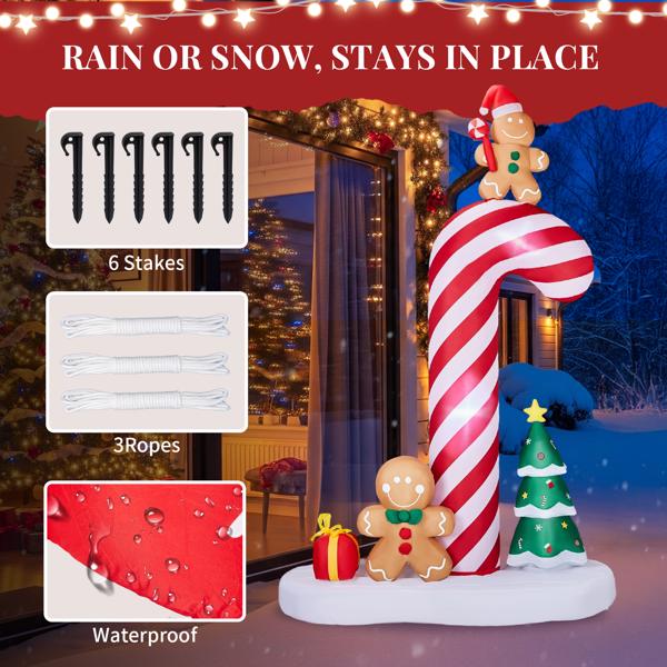 8.2FT 拐杖糖姜饼人和树 6颗LED 210D涤纶 圣诞充气装饰 12V 12V,1500mA 美规-6