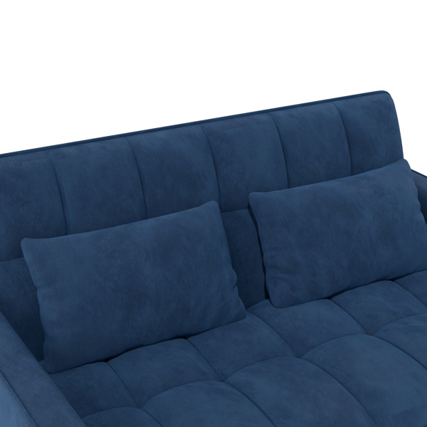 灯芯绒双人沙发床，带拉出式床铺、2个靠枕及侧边储物袋-6