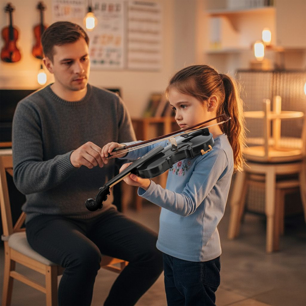 4/4 黑色声学小提琴+盒+弓子+松香-18
