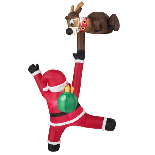 8.5英尺充气式驯鹿攀爬圣诞老人-内置LED灯耐候聚酯圣诞装饰-2