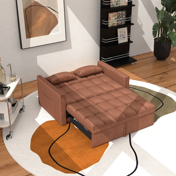 灯芯绒双人沙发床，带拉出式床铺、2个靠枕及侧边储物袋-10