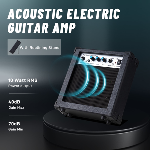 【禁售Amazon】KMA101 41in 缺角 椴木 带音箱 民谣吉他 擦色蓝色-2