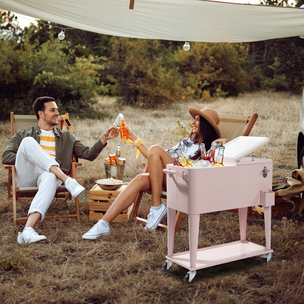 80qt 粉色 冷冻保温推车 87.5*39*91cm 长方形 塑料箱体 冷冻保温-16