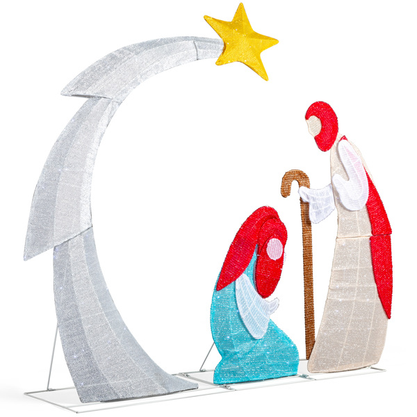 122*29.5*113cm 月亮耶稣诞生   2D 白灯 葱布   圣诞灯饰耶稣-2