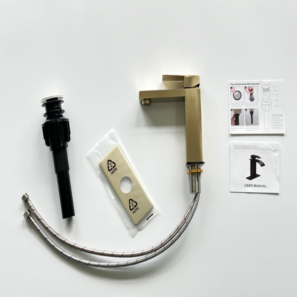 单柄浴室水龙头卫生间水龙头不锈钢单孔-T20，拉丝金【周末不发货，TK/TEMU订单仅支持自提】-4