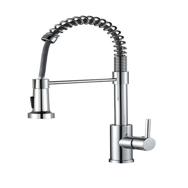 带下拉式喷雾器的厨房水龙头工业1把手1孔或3孔水龙头，适用于农舍露营者洗衣设施Rv湿吧水槽，不锈钢，铬【周末不发货，TK/TEMU订单仅支持自提】-1