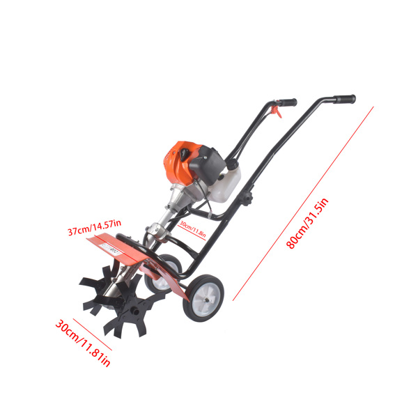 A1-2冲程52cc汽油微耕机 52CC 2-Stroke Gas Powered Tiller Cultivator, Handheld Rototiller for Lawn, Garden and Soil Cultivation-2
