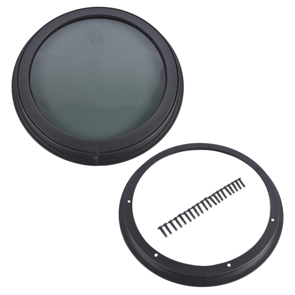 房车车窗 Round Fixed RV Window 12" Tinted Window for RV Camper Caravan with Trim Ring Fit for 1-5/8" Thickness Wall-2