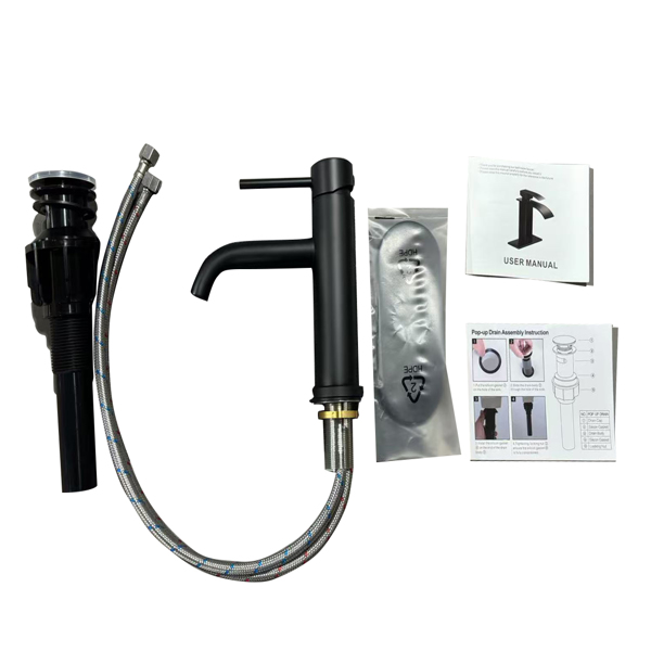 单柄浴室水龙头卫生间水龙头不锈钢单孔T10，哑光黑色【周末不发货，TK/TEMU订单仅支持自提】-2